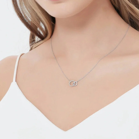 - Interlocking Circle necklace  sterling silverl| Layering necklace - Picture 3 of 6